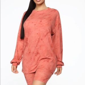 Fashion Nova peach Biker short set sz M